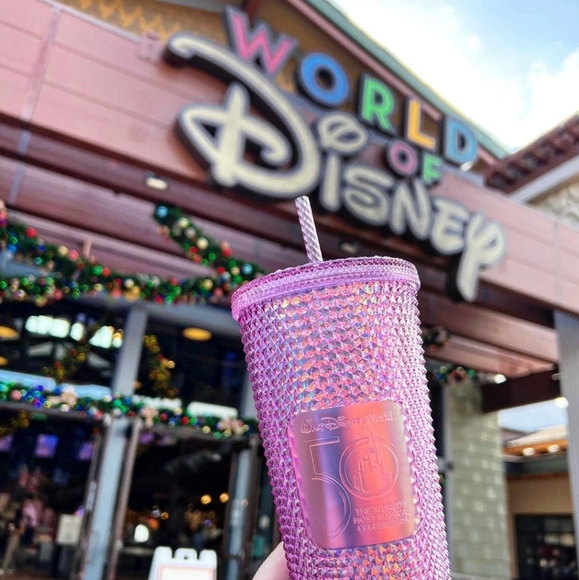 🆕 WDW Walt Disney World Starbucks 50th Anniversary Geometric Pink Tumbler Straw - Picture 3 of 16